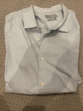 Vince Men's Light Blue Micro-Striped Button-Down Shirt